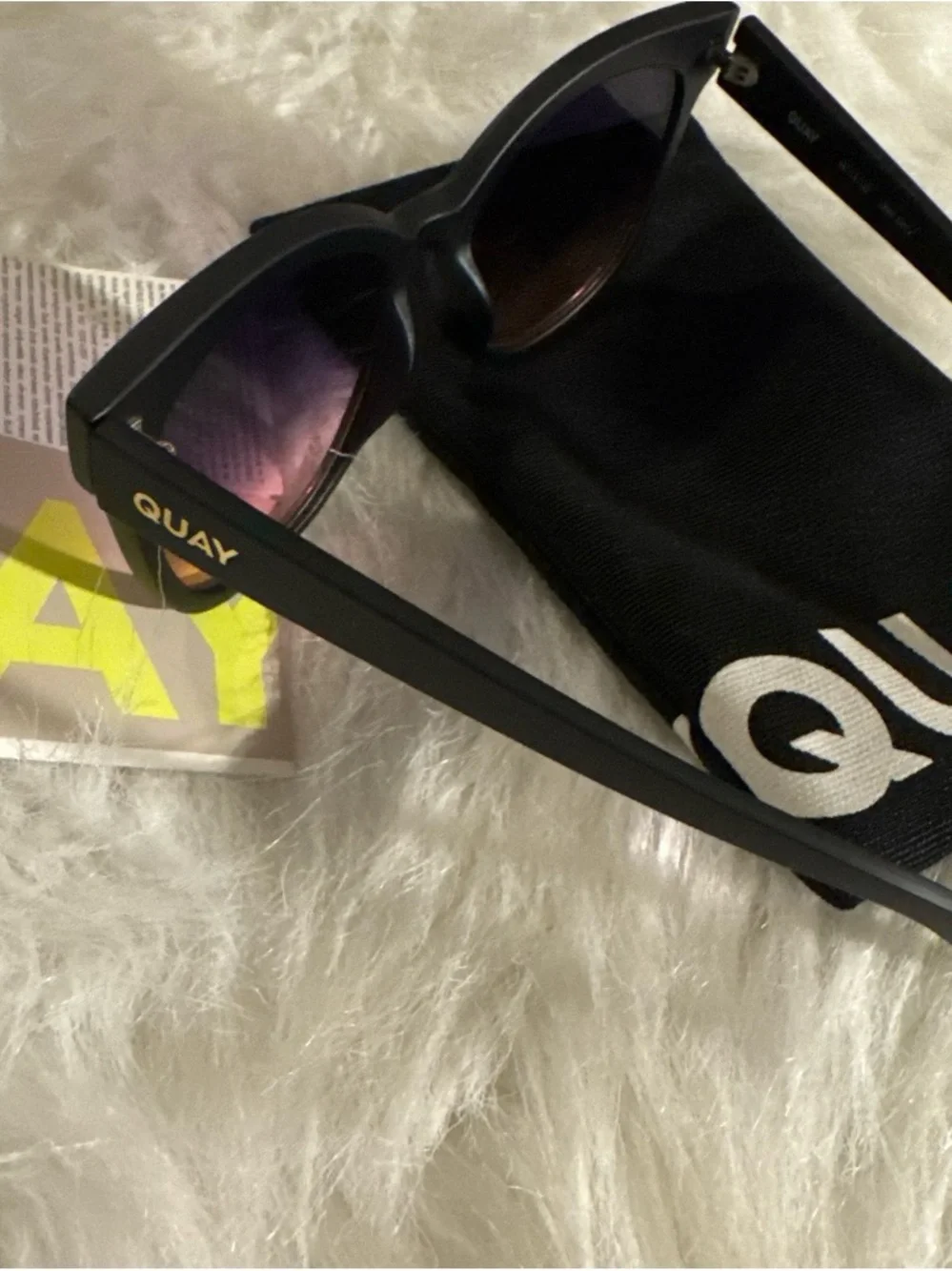 Quay Australia Matte Black Sunglasses with Purple Gradient Lenses